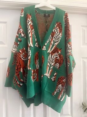 Dressed in LALA Tiger Tales Oversize Cardigan, Sz S/M